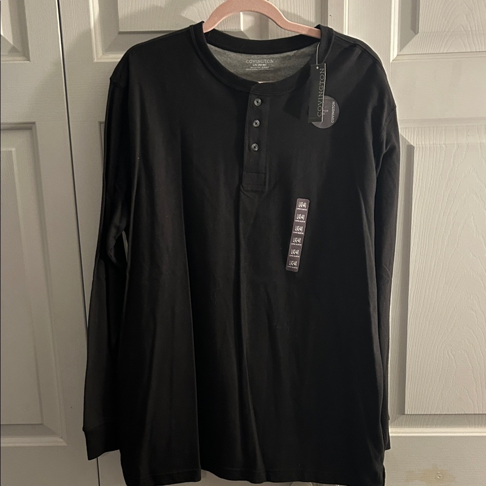 Covington Black Long Sleeve Henley Shirt